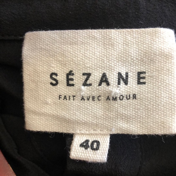 Sezane Silk Lace Black Long Sleeve Blouse Size 40 - Picture 5 of 13